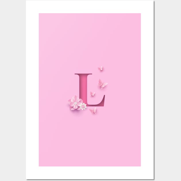 L Letter Personalized, Pink Minimal Cute Design, Birthday Gift, Christmas Gift Wall Art by PRINTPOSE